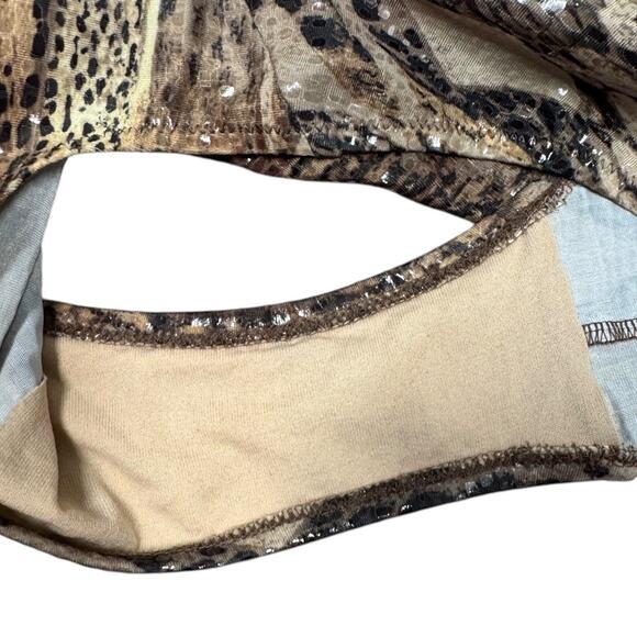 Vintage 90s Gottex Shiny Snakeskin Print One Piece Swimsuit 10 High Cut Low Back - Picture 5 of 8